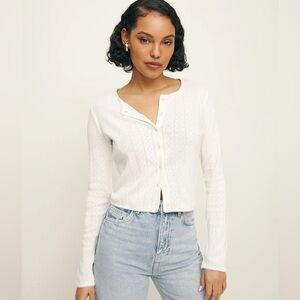 Reformation Ari Pointelle Knit Cardigan